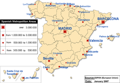 spain map with cities