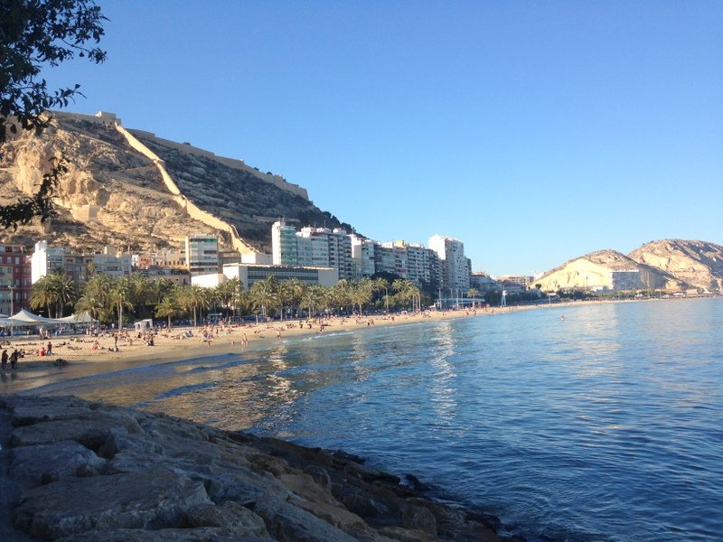 Alicante,Spain-El Postiguet Beach & Castle