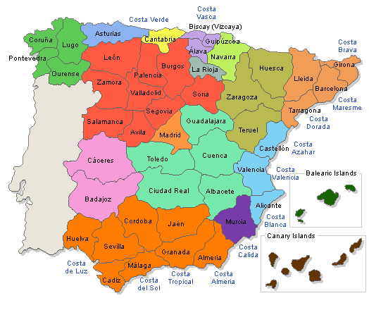 Maps Of Spain Spanish Cities Spanish Provinces Spanish